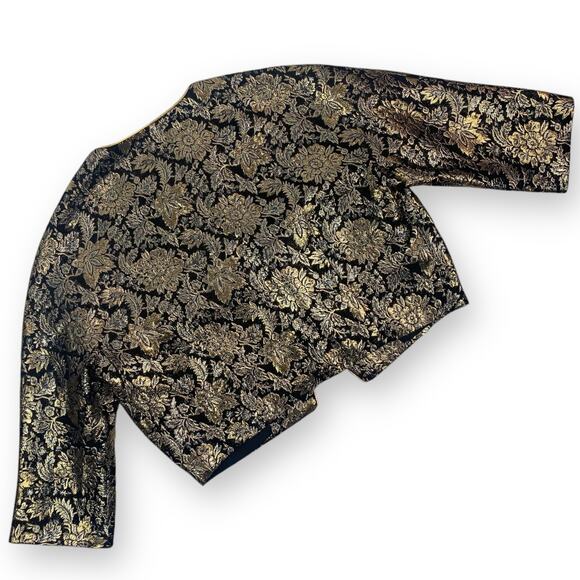 1950's MISS ELLIETTE of CALIFORNIA woven gold and black floral cropped jacket - Picture 7 of 14
